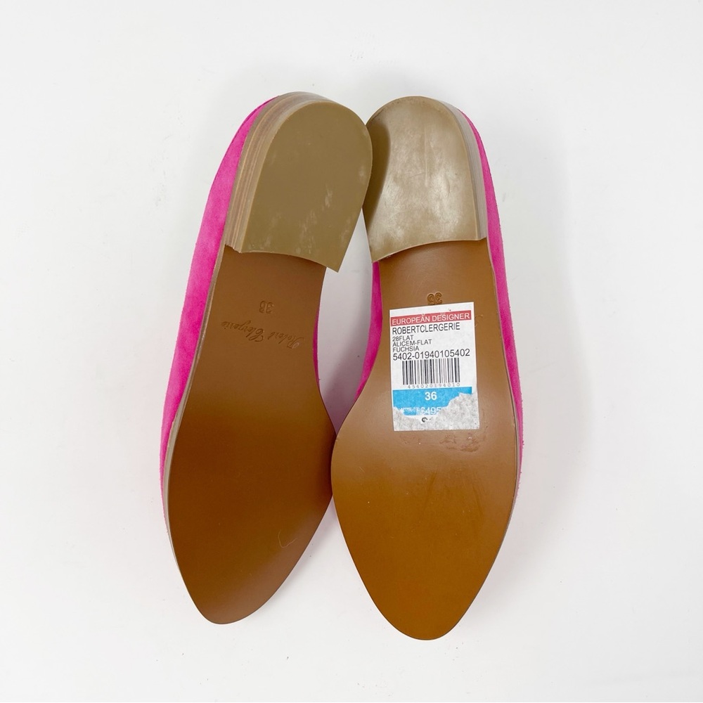 NWT Robert Clergerie Suede Mules Slip-On Flats Loafers in Fuchsia 36 - Picture 8 of 10